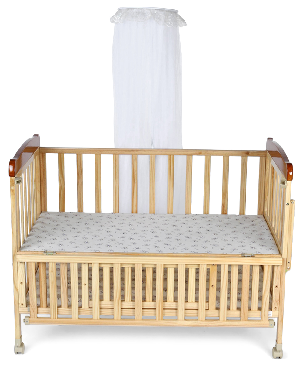 Babyhug Hamilton Wooden Cot Adjustable Height Mosquito Net Storage 03 Years Natural Finish Online in Oman Buy at Best Price from FirstCry.om 1694304